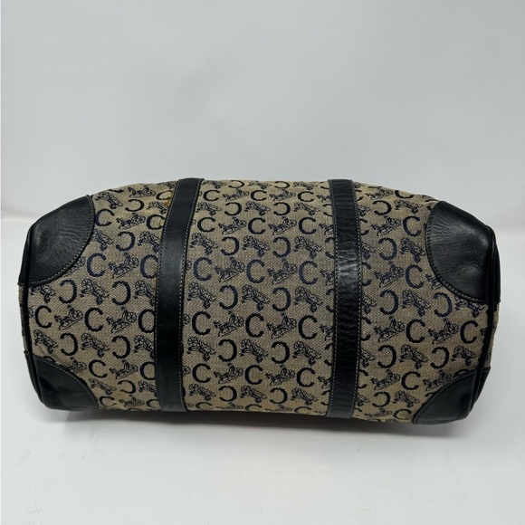 Celine Vintage Macadam Boston Bag – Triomphe Horse Carriage Logo, Navy Canvas - Picture 9 of 12